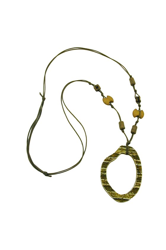 NECKLACE DARK GREEN/OLIVE LARGE RING PENDANT