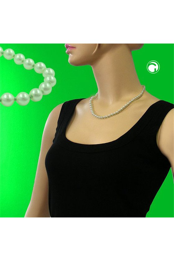 NECKLACE GLASS BEADS LIGHT GREEN