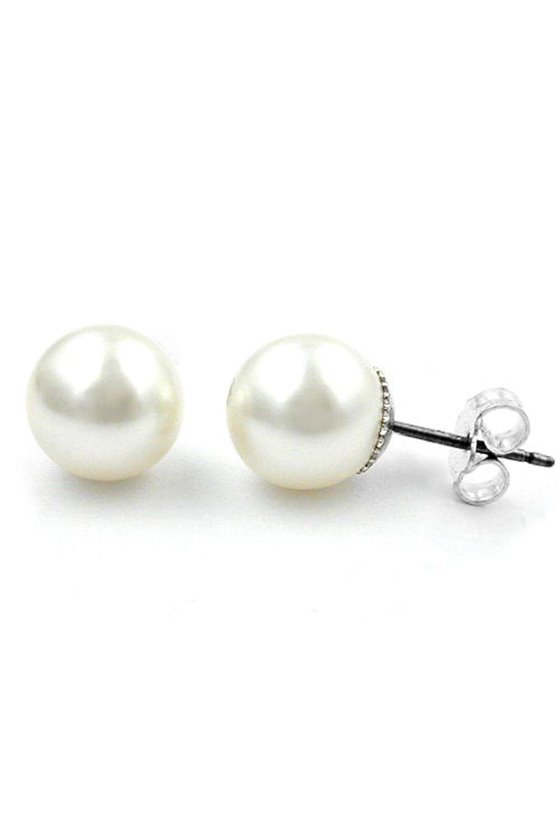 STUD EARRINGS WHITE WAX BEAD