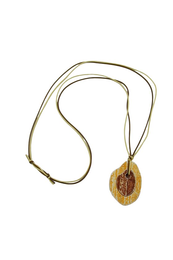 NECKLACE TREE STEM PENDANT BROWN/ YELLOW