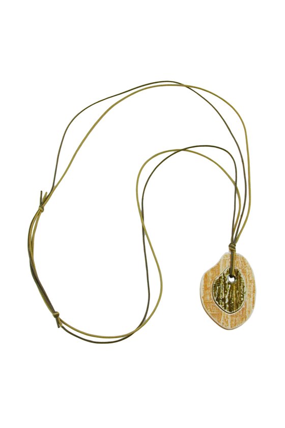NECKLACE TREE STEM PENDANT LIGHT BROWN/ GREEN