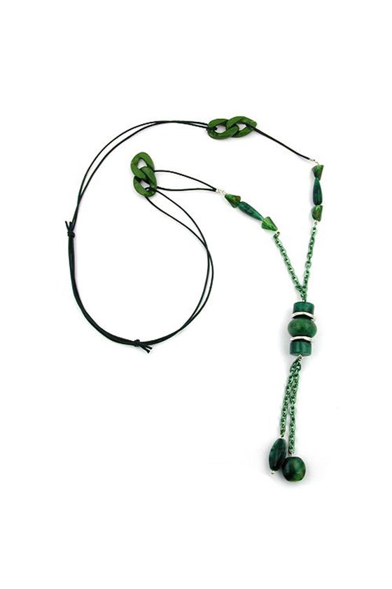 NECKLACE GREEN/ OLIVE MARBLED ANCHOR CHAIN