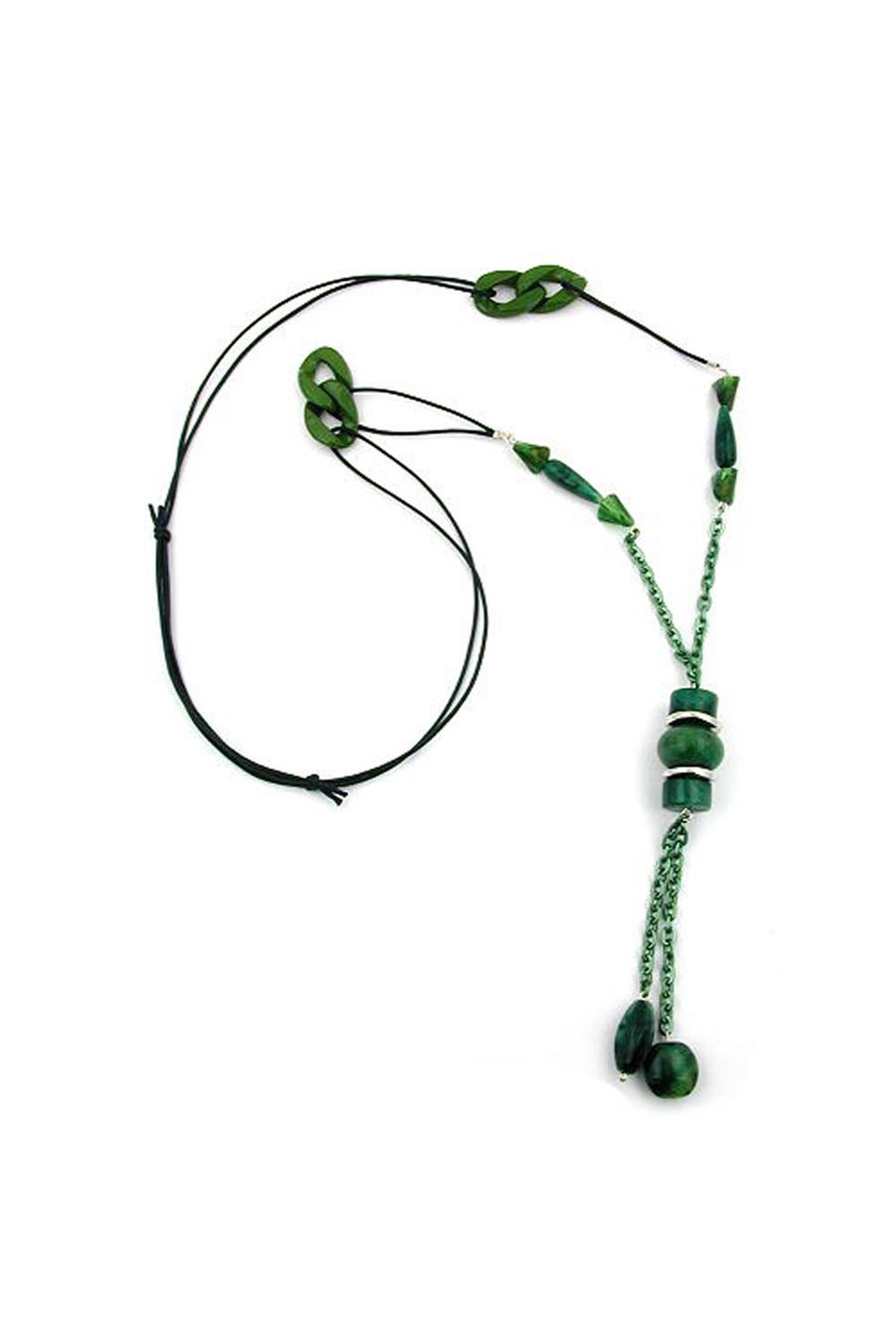 NECKLACE GREEN/ OLIVE MARBLED ANCHOR CHAIN
