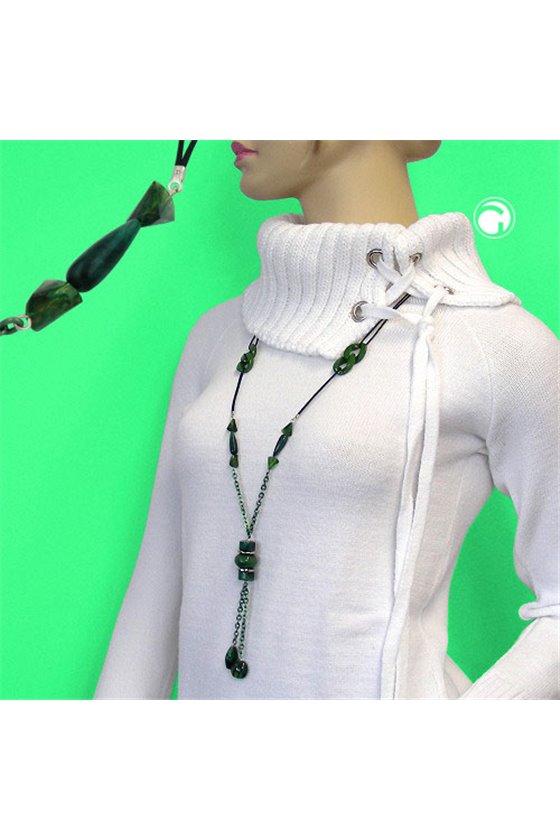 NECKLACE GREEN/ OLIVE MARBLED ANCHOR CHAIN