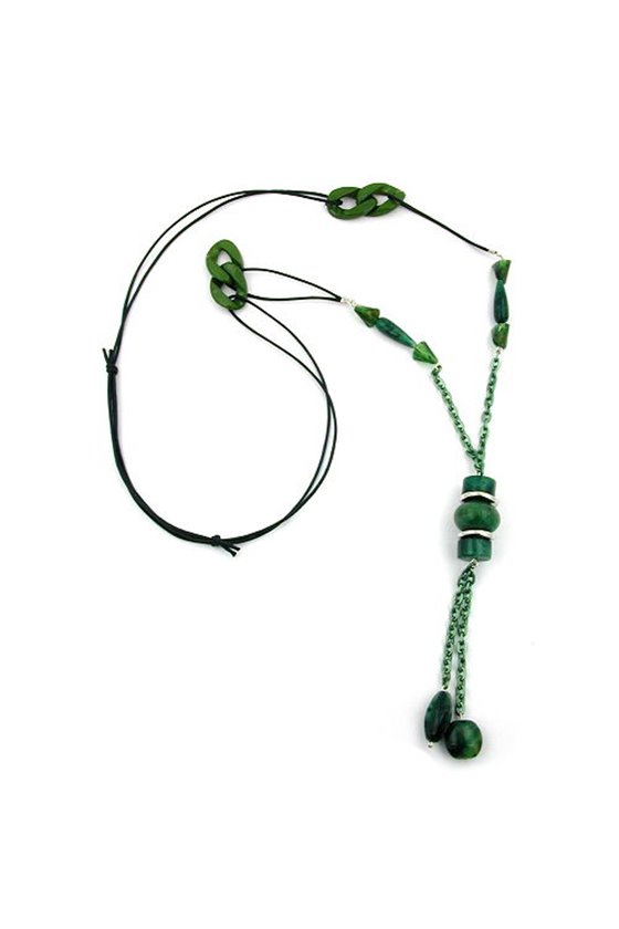 NECKLACE GREEN/ OLIVE MARBLED ANCHOR CHAIN