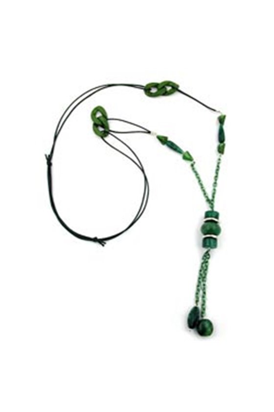 NECKLACE GREEN/ OLIVE MARBLED ANCHOR CHAIN