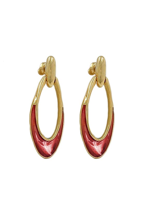 EARRINGS DANGLING RUST RED GOLD COLOURED