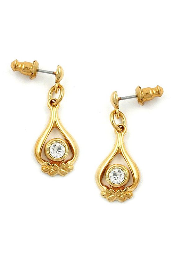 STUD EARRINGS DANGLING GOLD COLOURED