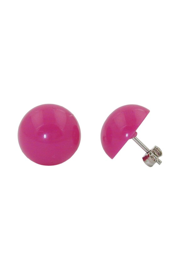 STUD EARRINGS PINK ROSE 13MM