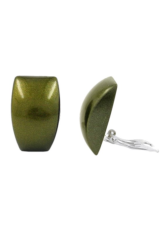 CLIP-ON EARRING TRAPEZIUM GREEN GOLD