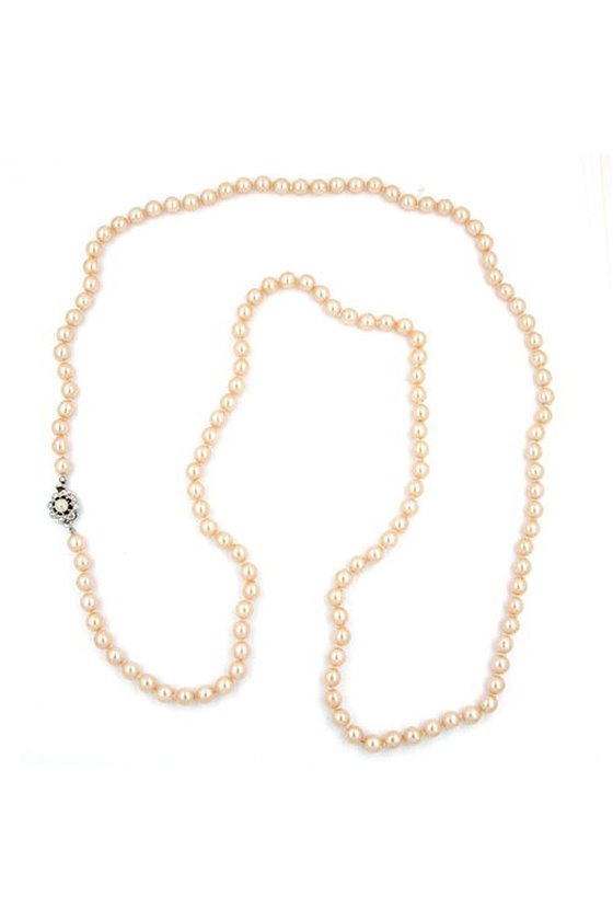 NECKLACE GLASS BEADS APRICOT COLOURED 120CM