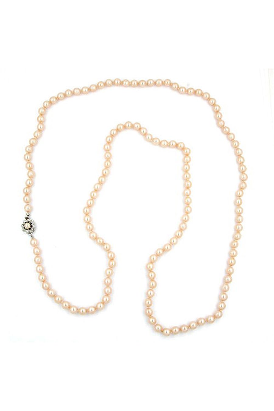 NECKLACE GLASS BEADS APRICOT COLOURED 120CM