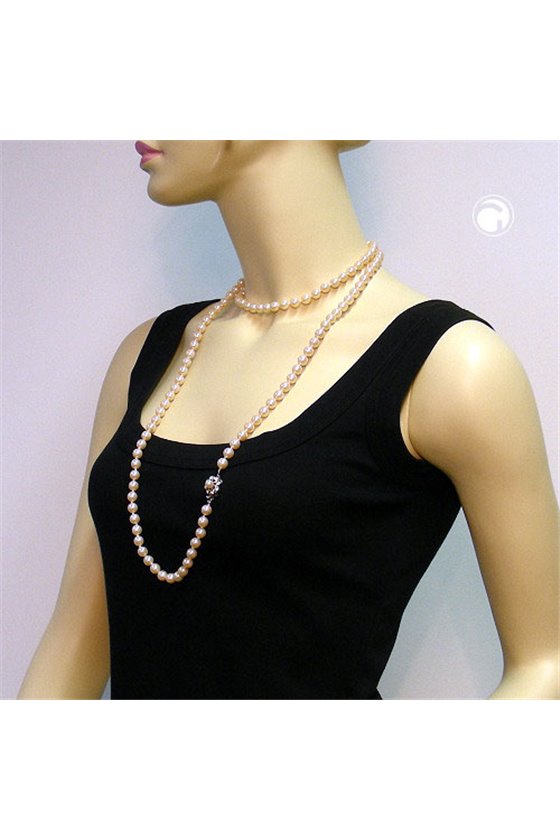 NECKLACE GLASS BEADS APRICOT COLOURED 120CM