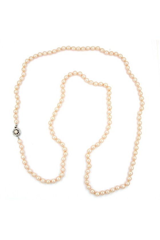 NECKLACE GLASS BEADS APRICOT COLOURED 120CM