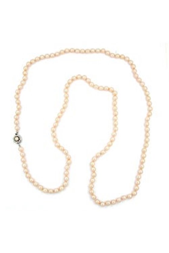 NECKLACE GLASS BEADS APRICOT COLOURED 120CM