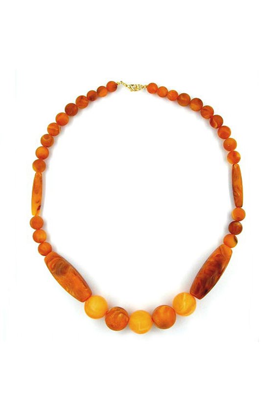 NECKLACE AMBER-COLOURED MATTE 60CM