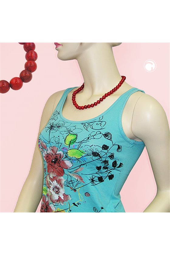 NECKLACE BEADS RASPBERRY-RED 8MM 50CM