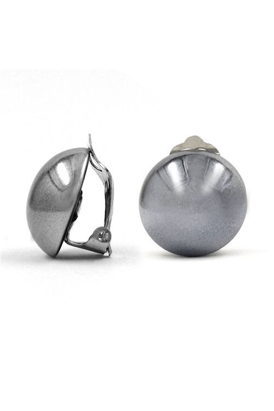 CLIP-ON EARRING GREY METAL