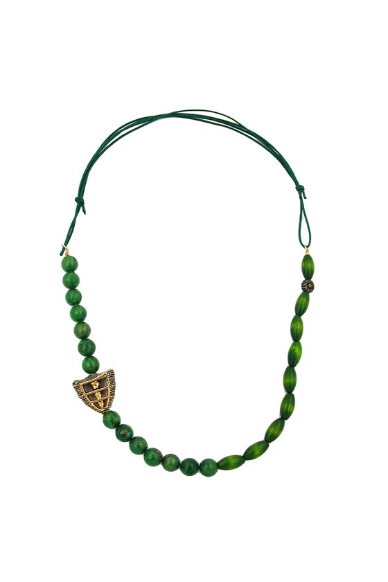 NECKLACE DARK GREEN/ GREEN MARBLED