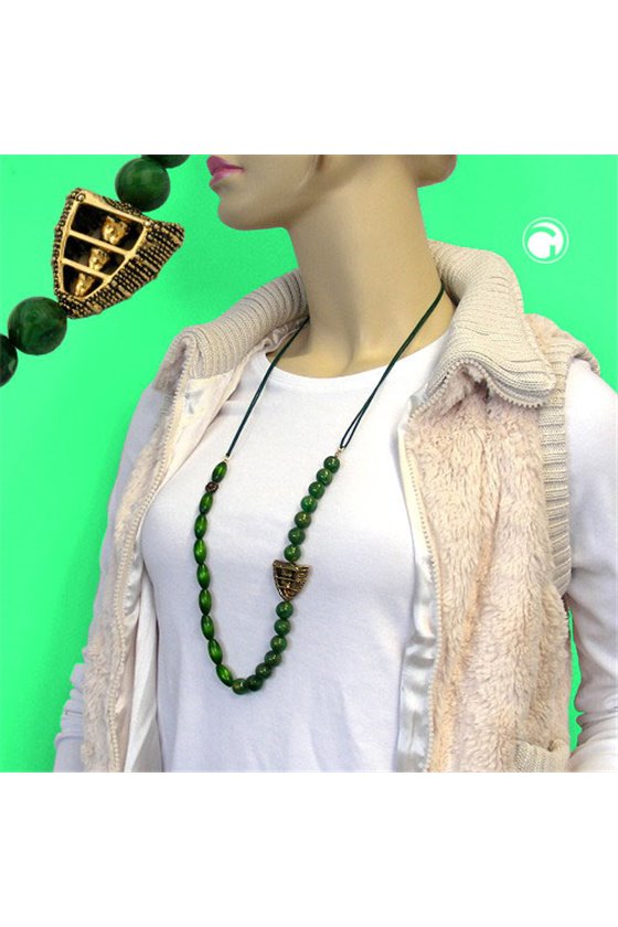 NECKLACE DARK GREEN/ GREEN MARBLED