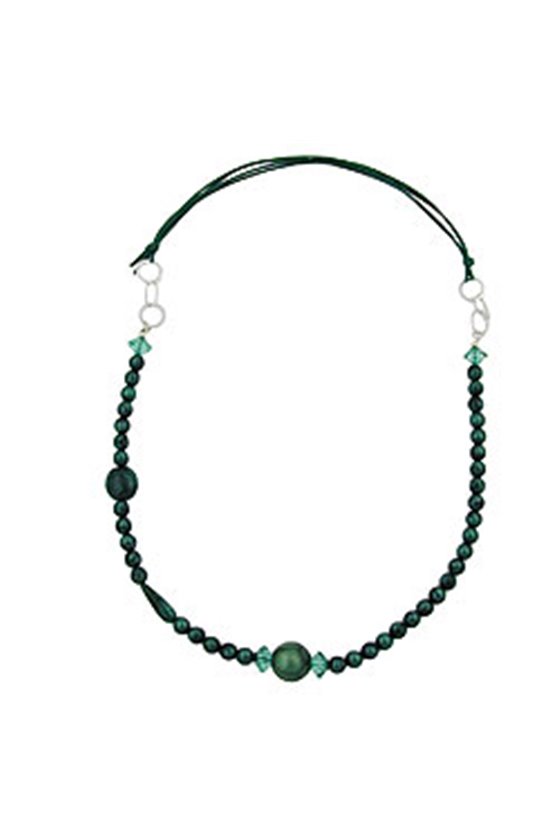 NECKLACE GREEN/ TURQUOISE/ SILKY CHROME RINGS