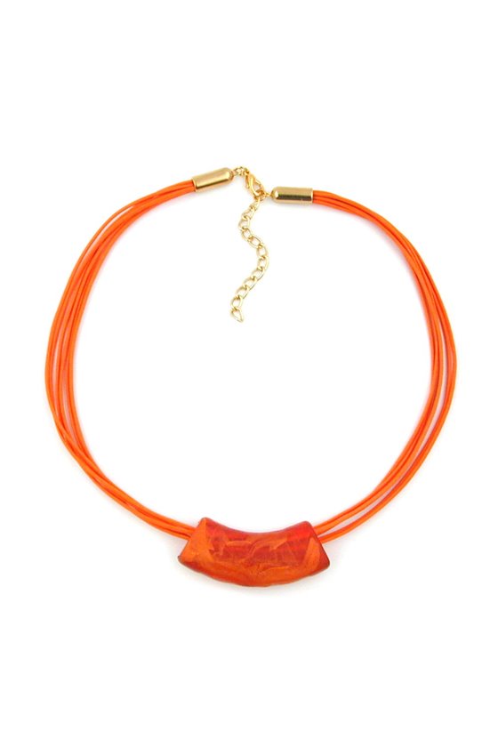 NECKLACE FLAT CURVED TUBE APRICOT MARBLED
