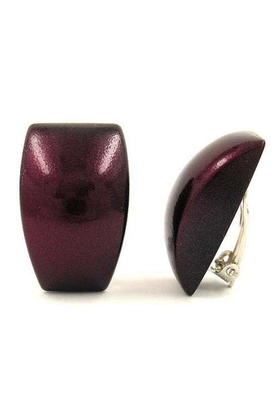 CLIP-ON EARRING TRAPEZIUM BORDEAUX METALLIC