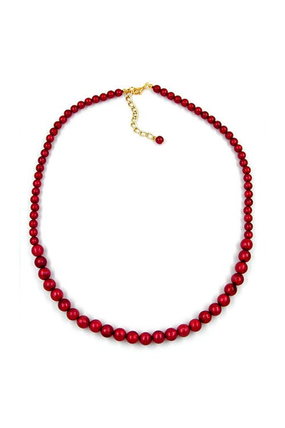 NECKLACE BEADS 6-8MM WINE-RED 50CM