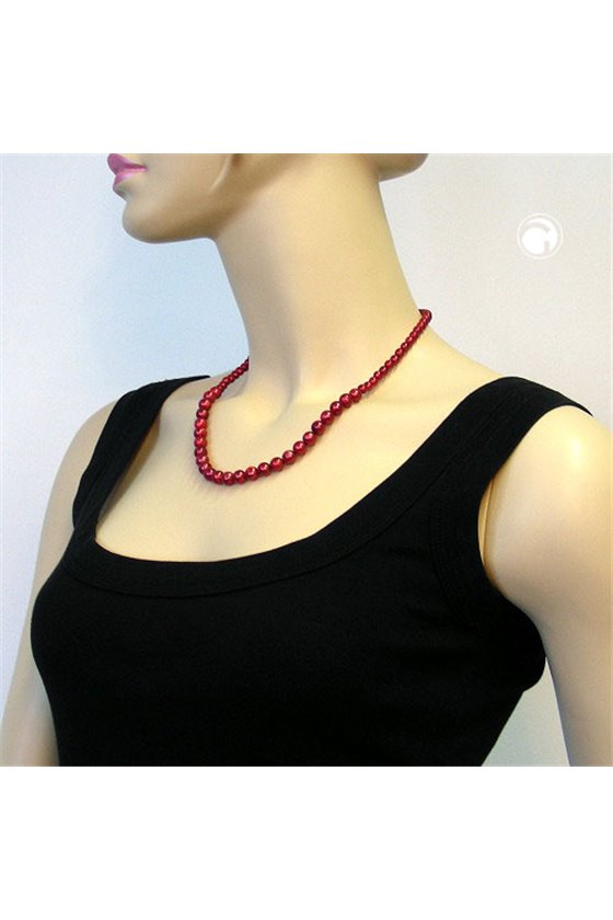 NECKLACE BEADS 6-8MM WINE-RED 50CM