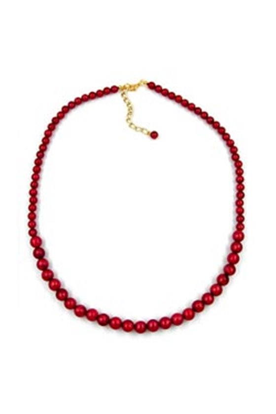 NECKLACE BEADS 6-8MM WINE-RED 50CM