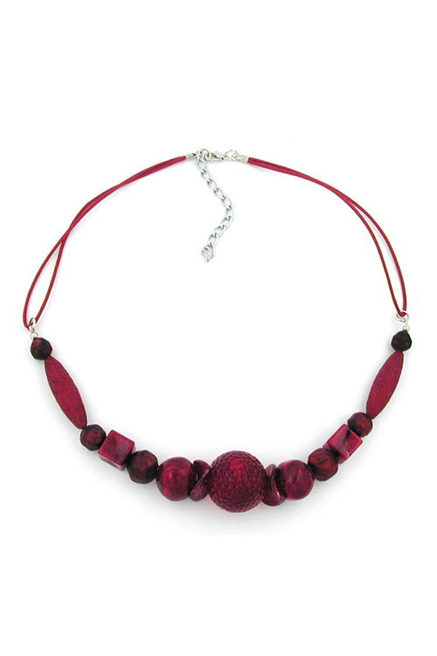 NECKLACE BORDEAUX/ DARK RED MARBLED BEADS