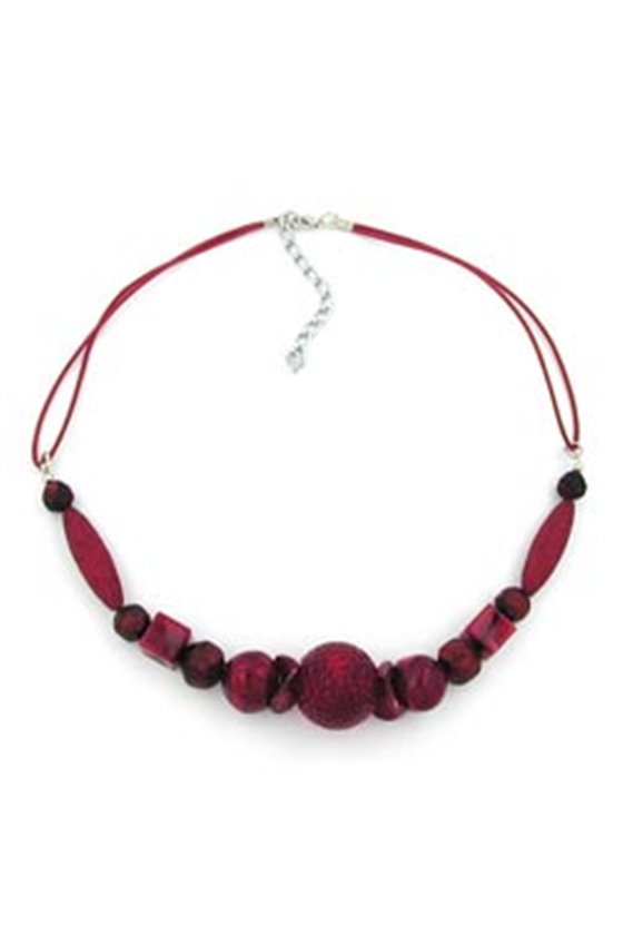 NECKLACE BORDEAUX/ DARK RED MARBLED BEADS