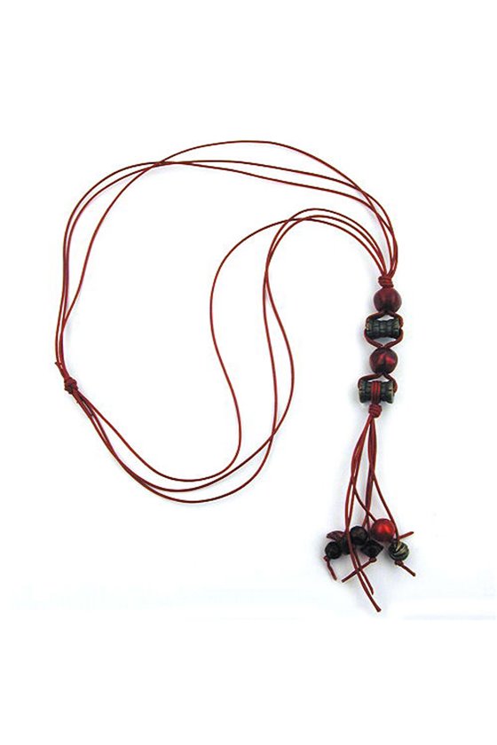 NECKLACE ANTIQUE GOLD COLOURED/ RED