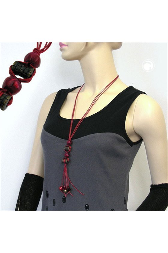 NECKLACE ANTIQUE GOLD COLOURED/ RED