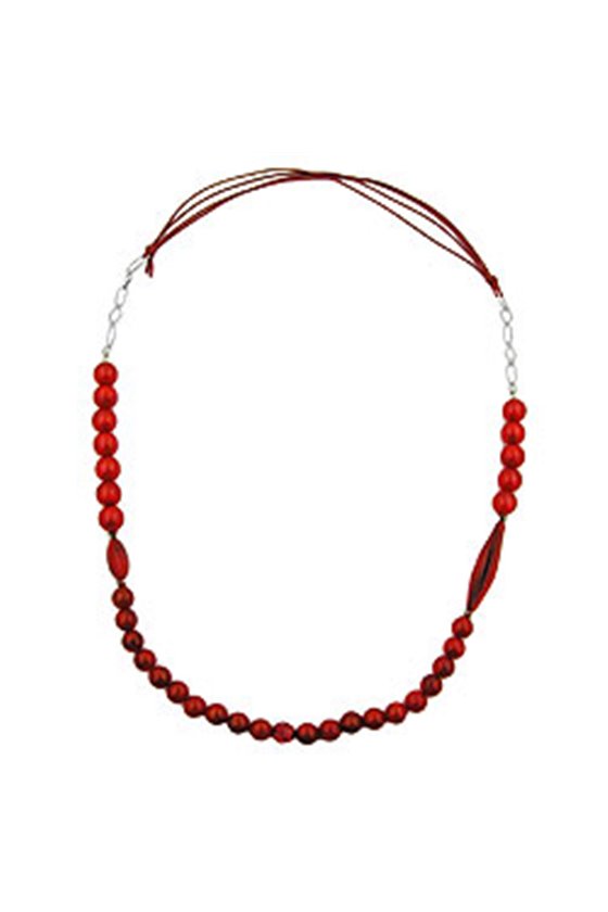 NECKLACE BEADS RASPBERRY RED SILKY COLOURS