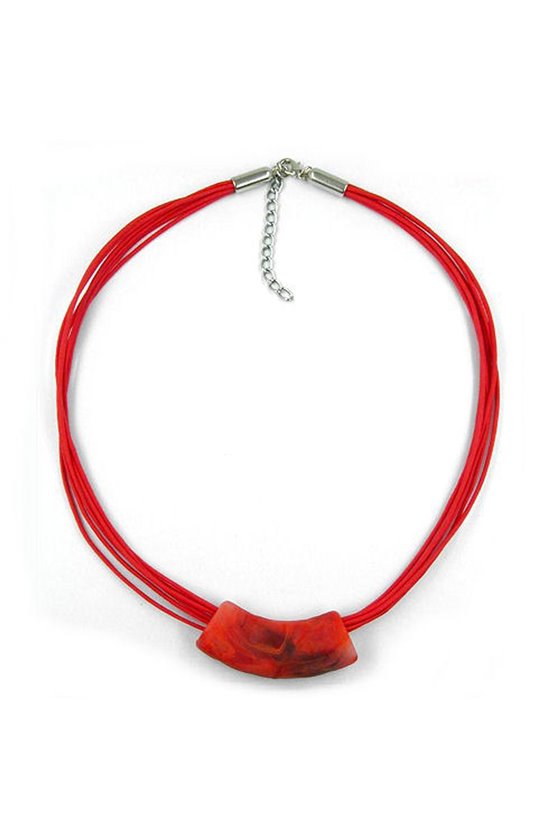 NECKLACE TUBE FLAT CURVED LIGHT RED 50CM