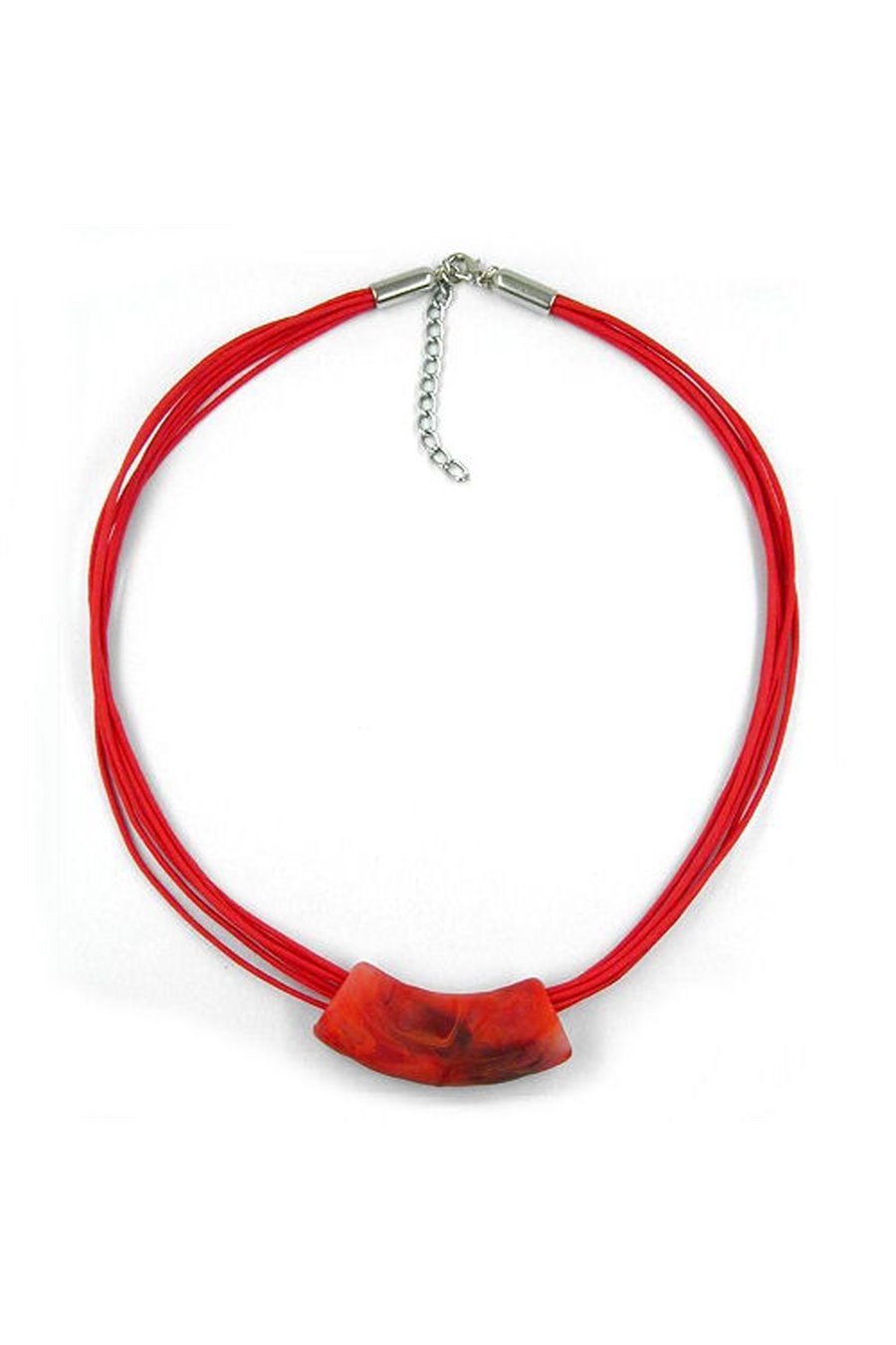 NECKLACE TUBE FLAT CURVED LIGHT RED 50CM