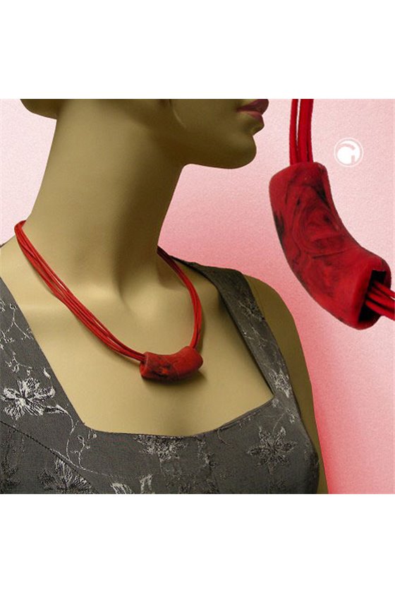 NECKLACE TUBE FLAT CURVED LIGHT RED 50CM