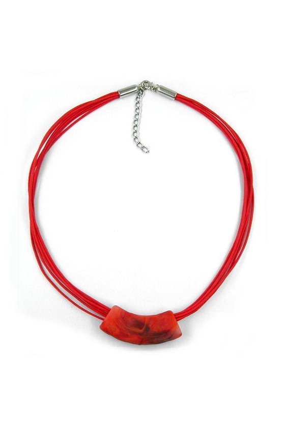 NECKLACE TUBE FLAT CURVED LIGHT RED 50CM