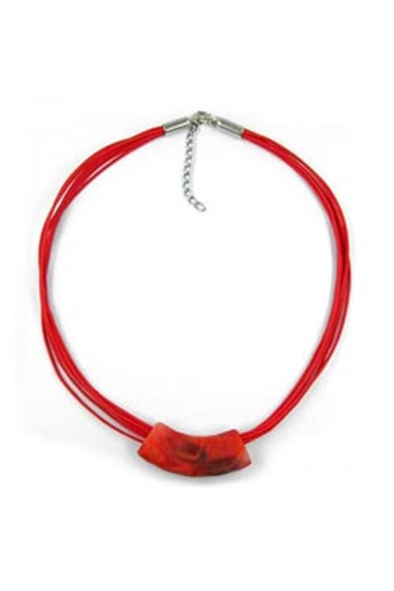 NECKLACE TUBE FLAT CURVED LIGHT RED 50CM