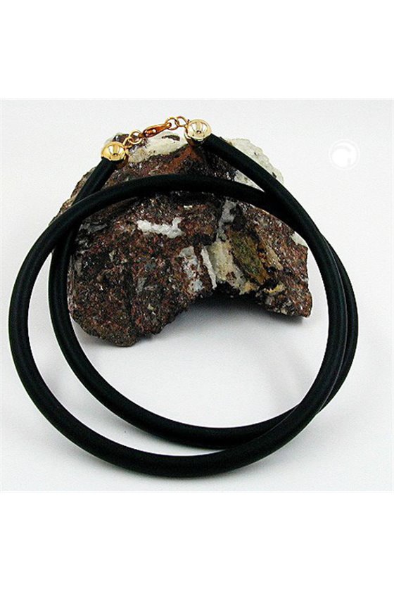 NECKLACE 6MM RUBBER GOLD-PLATED CLASP