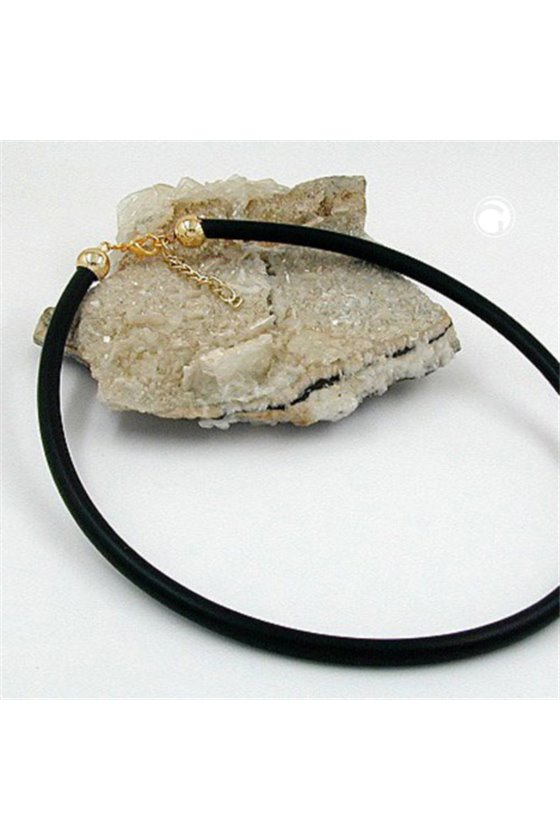 NECKLACE 6MM RUBBER BAND GOLD-PLATED CLASP 40CM