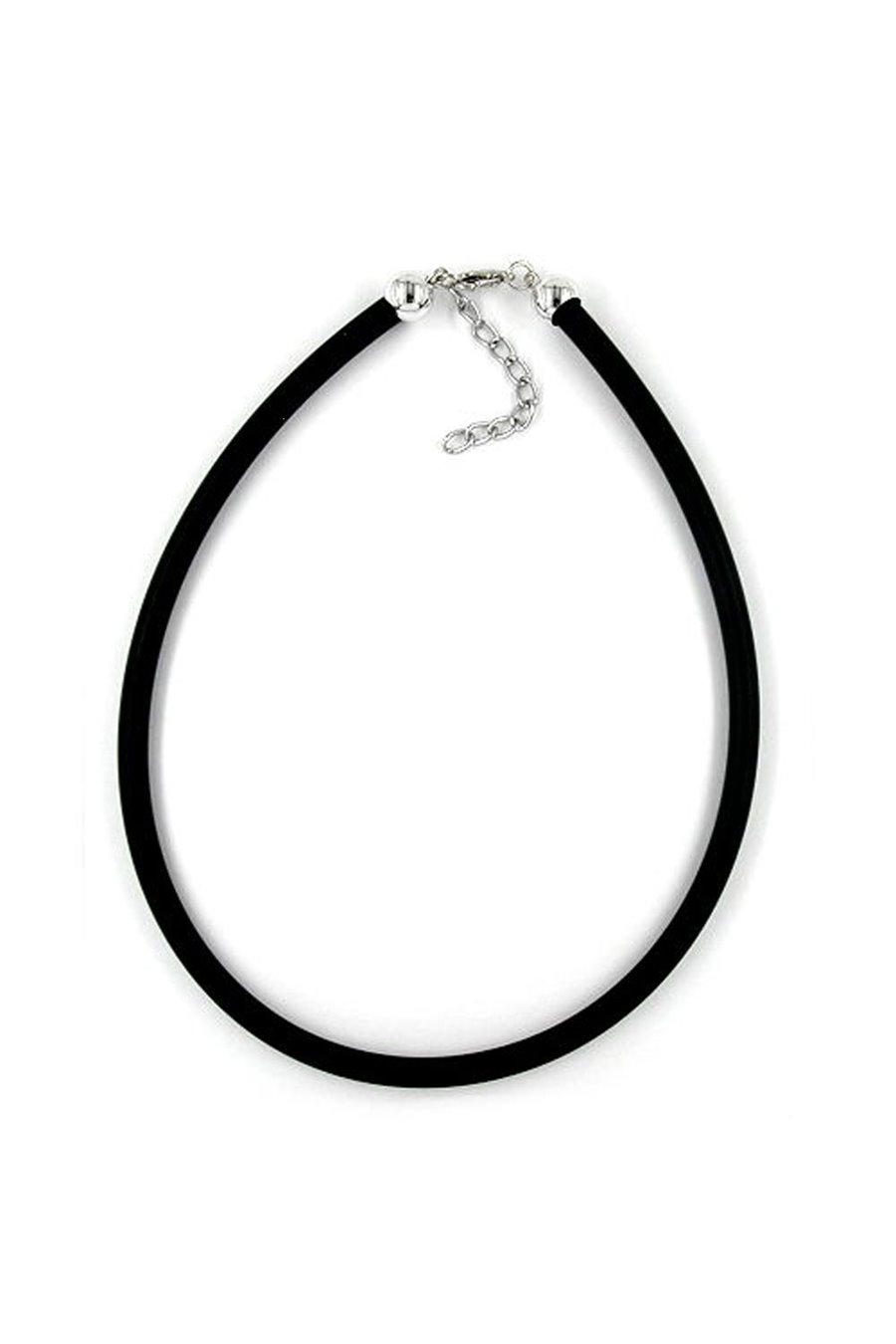 NECKLACE 6MM RUBBER SILVER CLASP