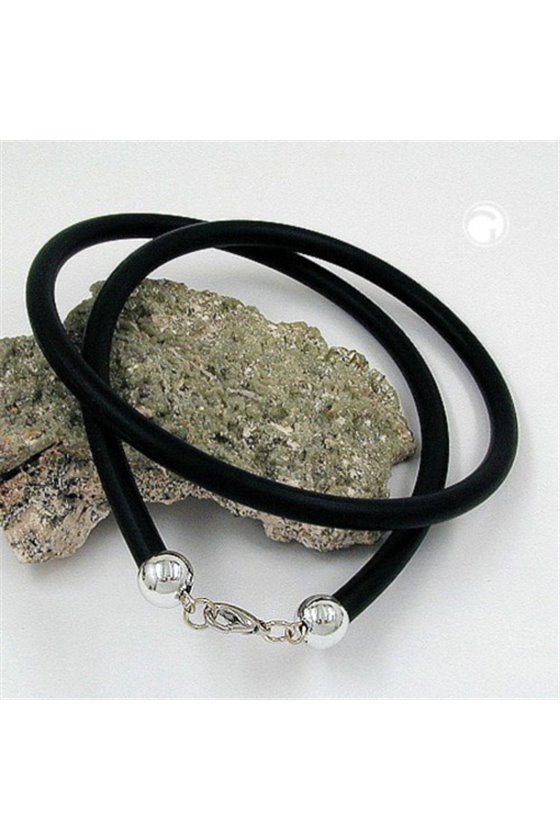 NECKLACE 6MM RUBBER SILVER CLASP