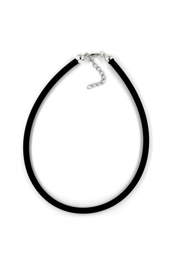 NECKLACE 6MM RUBBER SILVER CLASP
