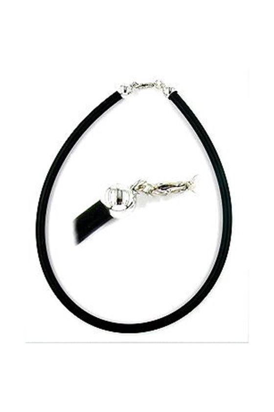 NECKLACE 6MM RUBBER SILVER CLASP