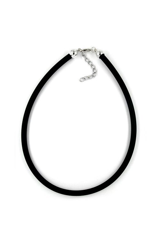 NECKLACE 6MM RUBBER SILVER CLASP