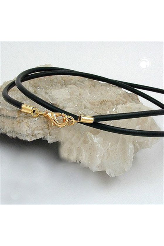 NECKLACE 4MM RUBBER BAND GOLD-PLATED CLASP 40CM