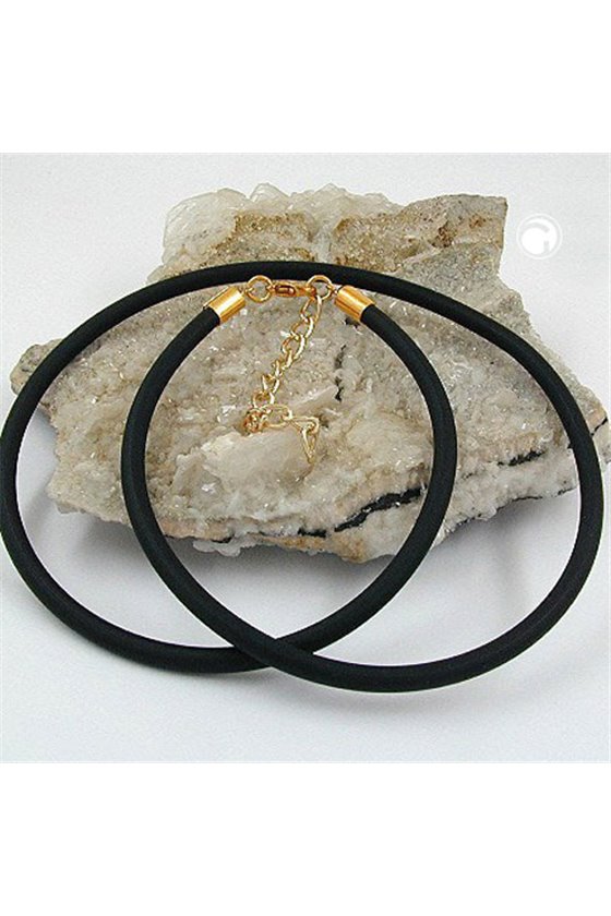 NECKLACE 4MM RUBBER BAND GOLD-PLATED CLASP 42CM