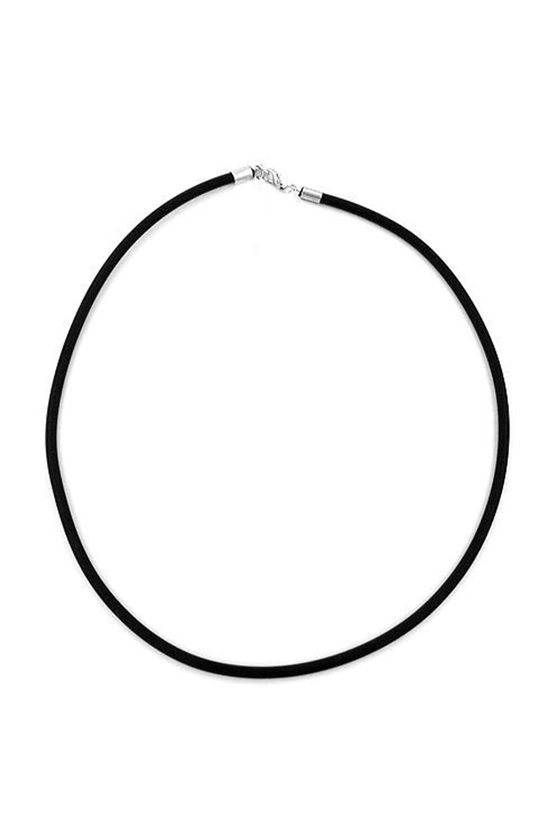 NECKLACE 4MM RUBBER BAND SILVER-COLOURED CLASP 80CM